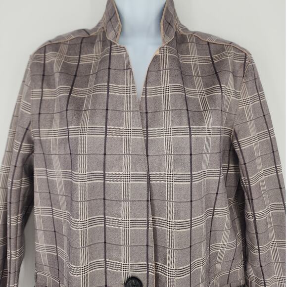 BlankNYC Plaid Button Front Longline Coat Gray Check Women’s Size XS - Picture 5 of 13